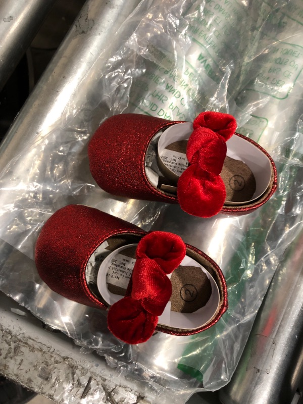 Photo 1 of Baby Girls Mary Jane Flats with Bowknot Non-Slip Toddler First Walkers Princess Dress Shoes RED COLOR