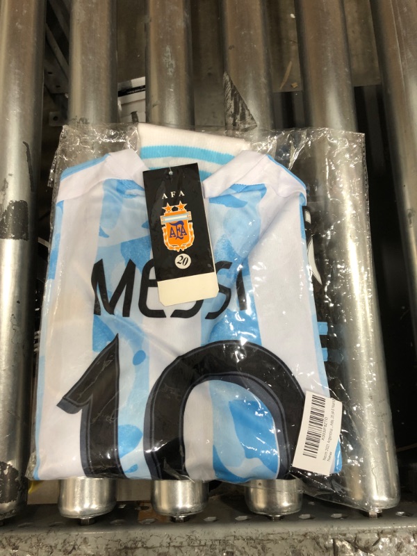 Photo 2 of Necm 2021 Argentina #10 Leo Messi Copa-American Home Kids Football Soccer Jersey/Shorts/Socks Kit Youth Sizes