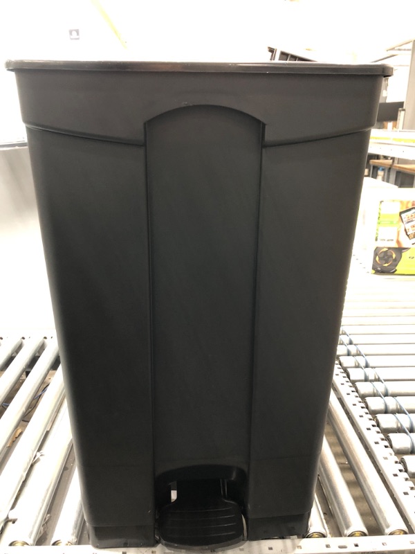 Photo 2 of Safco Products Plastic Step-On Trash Can 9923BL, Black, Hands-Free Disposal, 23-Gallon Capacity 23 Gallon Black