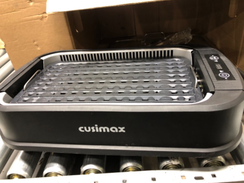 Photo 4 of *** POWERS ON *** CUSIMAX Electric Smokeless Grill Indoor Grill Portable Korean BBQ Grill with Turbo Smoke Extractor Technology, Non-stick Removable Grill Plate, Dishwasher Safe, Black, Great for Party