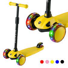 Photo 1 of 3 Wheel Scooters for Kids, Kick Scooter for Toddlers 3-8 Years Old, Boys and Girls Scooter with Light Up Wheels, Mini Scooter for Children YELLOW