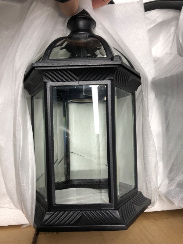 Photo 3 of *** PARTS ONLY *** PARTPHONER 3-Head Outdoor Lamp Post Light Birdcage, Waterproof Outside Black Street Light Pole with Clear Glass Shade for Yard, Garden, Patio, Path, Driveway Back