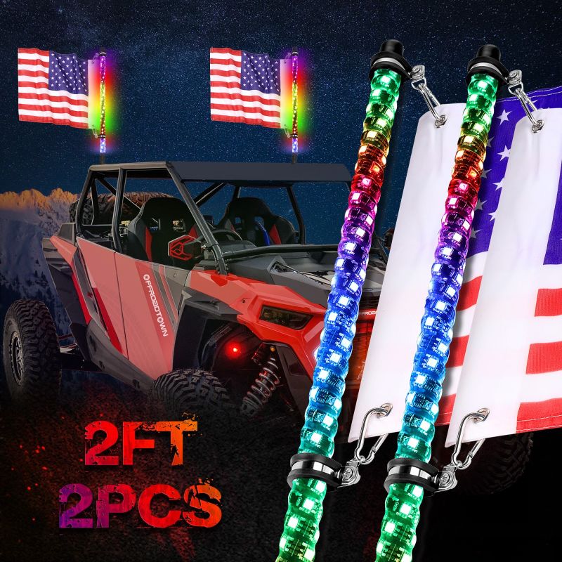 Photo 1 of 2pcs 2ft LED Spiraling Whip Lights for Offroading Truck,AT,UTV,etc