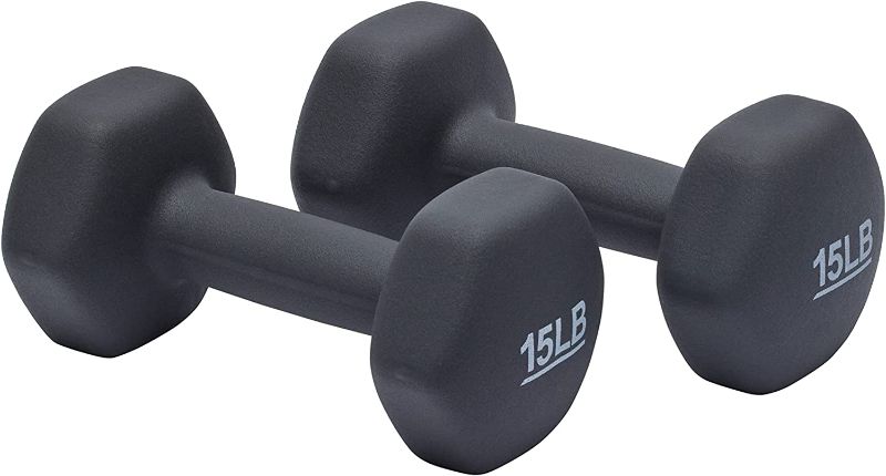 Photo 1 of Amazon Basics Neoprene Workout Dumbbell, Grey, 15-Pound, Set of 2
