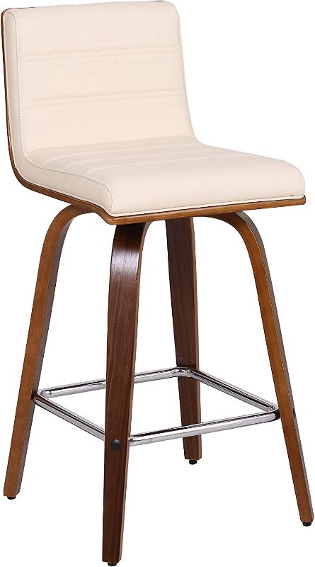 Photo 1 of *Loose Hardware-Unknown Missing* Armen Living Vienna Counter Height Bar Stool Kitchen and Dining, 26" Cream/Walnut, More color/size option
