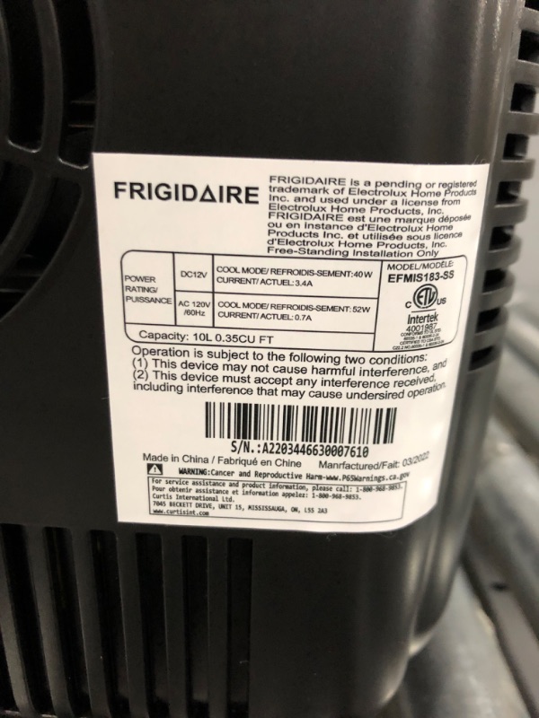 Photo 5 of *Tested* FRIGIDAIRE Portable 10L, 15-can Mini Fridge Brushed Stainless Rugged Refrigerator, EFMIS188-SS