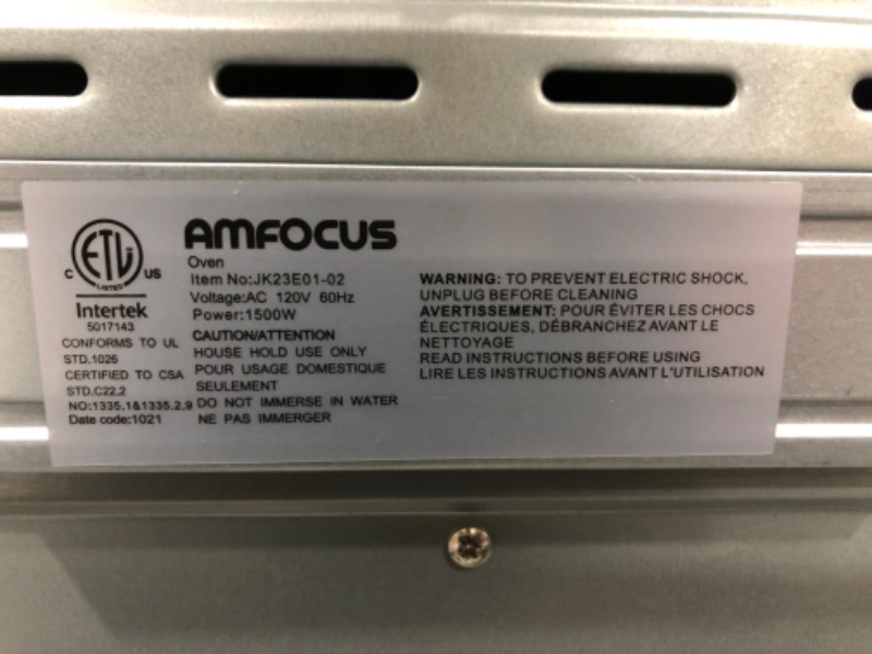 Photo 5 of *Tested* AMFOCUS Air Fryer Toaster Oven
