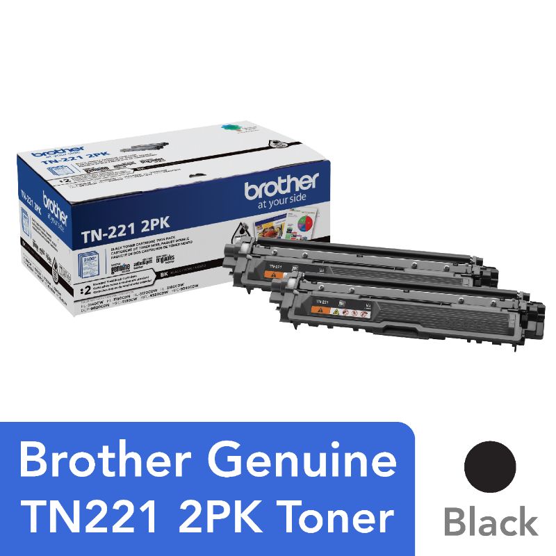 Photo 1 of Brother Genuine Standard Yield Black Printer Toner Cartridge TN2212PK Two-Pack
