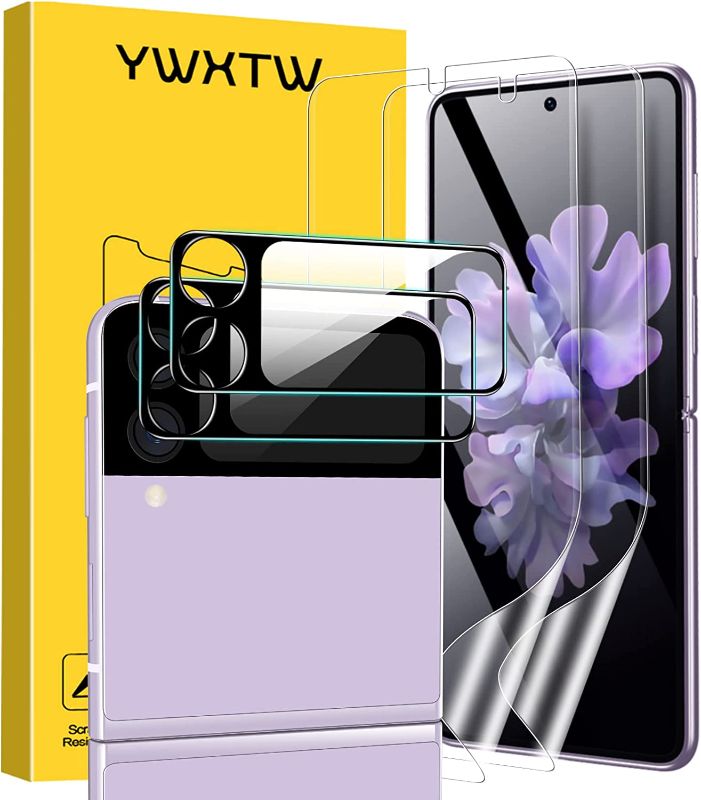 Photo 1 of 2+2 Pack] YWXTW for Samsung Galaxy Z Flip 3 Inside EPU Screen Protector + Camera Lens Protector Tempered Glass, Upgraded Ultra-Thin Bubble Free HD Clarity Protective Coverage Scratch Resistant