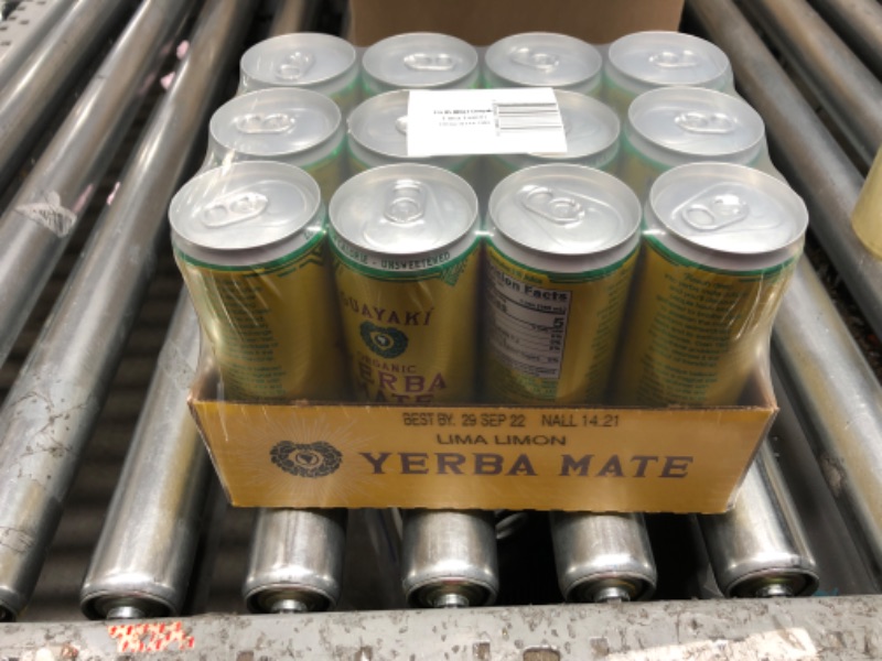 Photo 2 of //Guayaki Yerba Mate, Sparkling Clean Energy Drink Alternative, Organic Lima Limón, 12oz Cans (Pack of 12), Unsweetened with 5 Calories Per Can, 80mg Caffeine Lima Limon
*BEST BY  09/29/22*