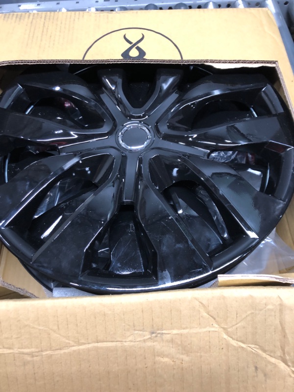 Photo 2 of 15 inch Hubcaps Best for Nissan Rogue - (Set of 4) Wheel Covers 15in Hub Caps Ice Black Rim Cover - Car Accessories for 15 inch Wheels - Snap On Hubcap, Auto Tire Replacement Exterior Cap