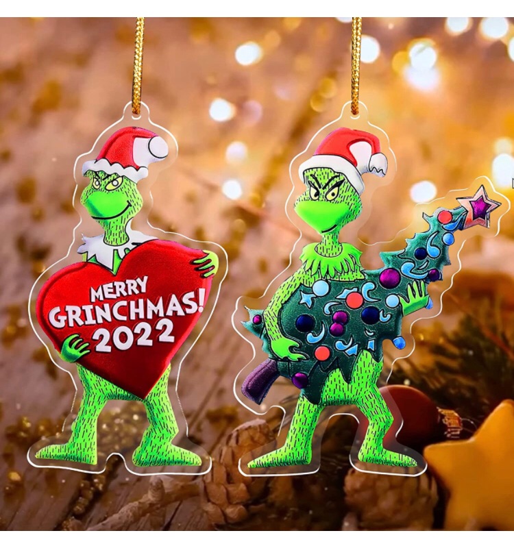Photo 1 of 2 PCS Christmas Ornaments, Christmas Hanging Ornament, Funny Stole Christmas Accessories, Acrylic Decorations Outdoor Indoor, Gift for Friends Families Neighbors