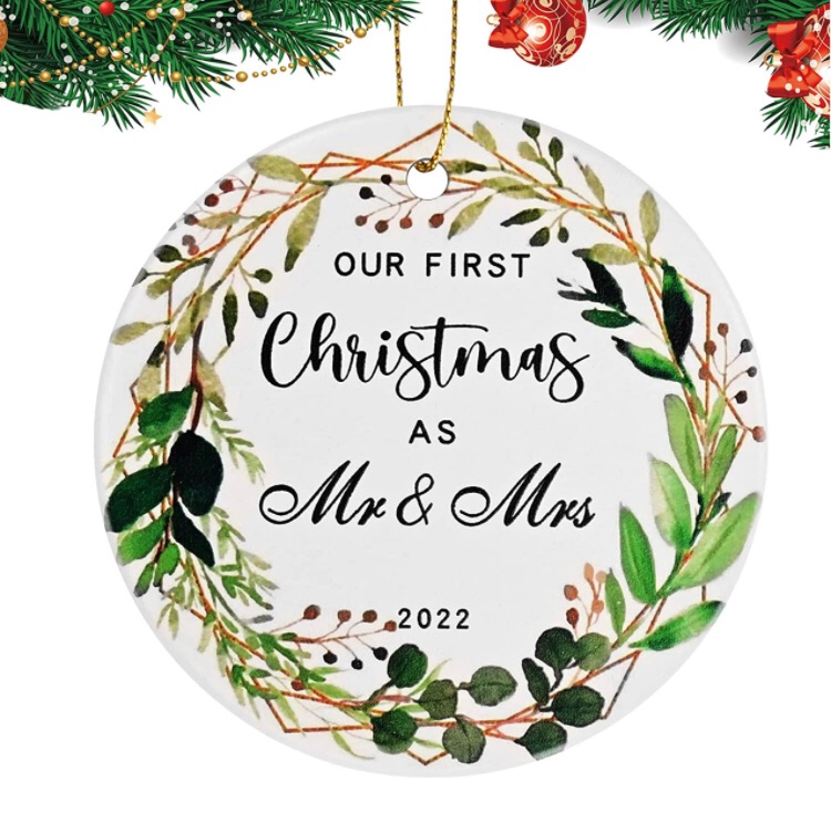 Photo 1 of 2 pack - First Christmas Married Ornament 2022 Wedding Gifts, Wedding Anniversary 1st Christmas Ornaments for Newlywed as Mr and Mrs, Christmas Decoration Ornaments Gift, Wedding Gifts for Couples Unique 2022