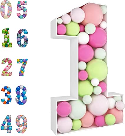 Photo 3 of 3FT Mosaic Balloon Frame 8 Marquee Light Up Numbers Pre-Cut Kit Thick Foam Board Decoration for Birthdays Anniversary Baby Shower…