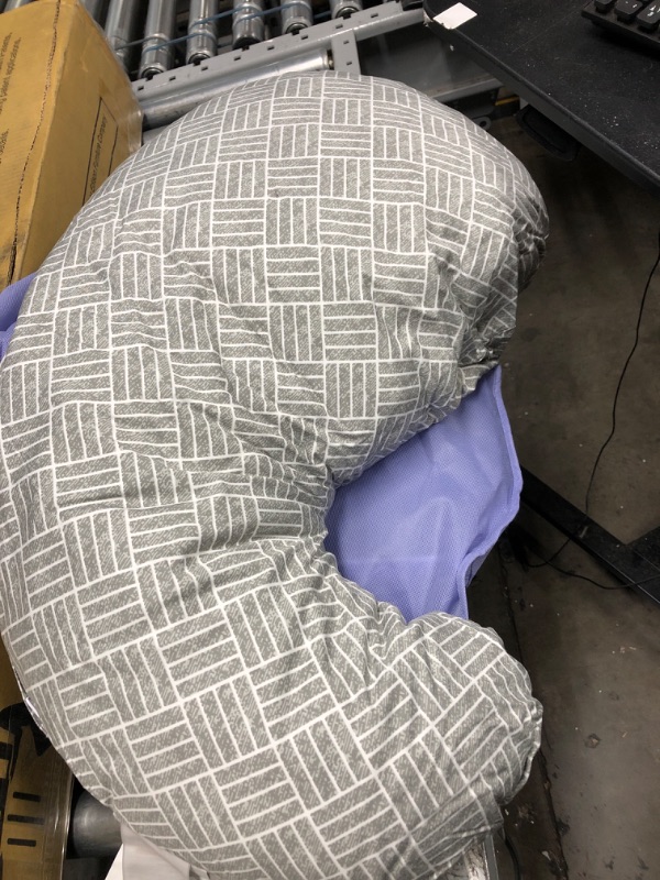 Photo 1 of Boppy Cuddle Pregnancy Pillow with Removable, Breathable Cover | Gray Basket Weave | Plush Contoured Support | Prenatal and Postnatal Positioning