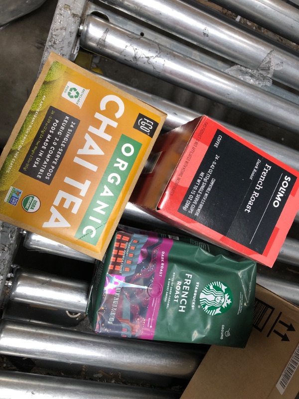 Photo 1 of Amazon Brand - 24 Ct. Solimo Coffee Pods, French Roast, Compatible with Keurig 2.0 K-Cup Brewers French Roast 24 Count (Pack of 1), Starbucks Ground Coffee—Dark Roast Coffee—French Roast—100% Arabica—1 bag (28 oz) French Roast 28 Ounce (Pack of 1), and Or
