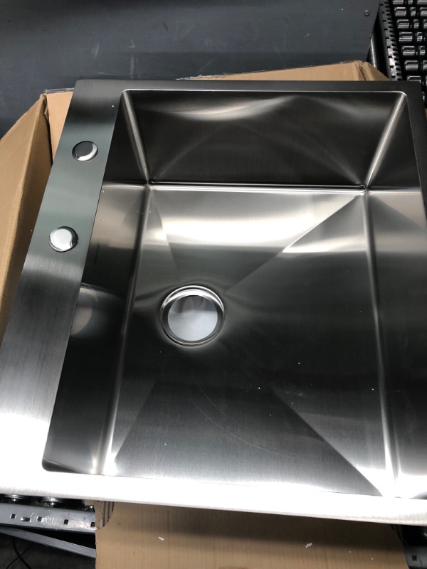 Photo 4 of 25 Inch Drop In Kitchen Sink - Beslend 25”x22”x10” Topmount Stainless Steel 16 Gauge 10 Inch Deep Single Bowl Kitchen Sink Basin 25 Inch Stainless Steel