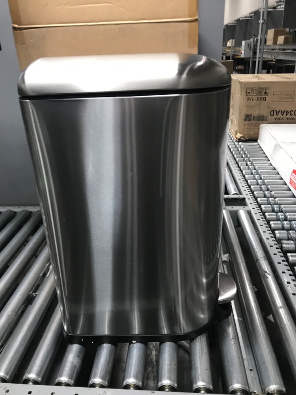 Photo 2 of Basics Stainless Steel Rectangular Soft-Close Trash Can with Foot Petal for Narrow Spaces - 40L / 10.5 Gallon