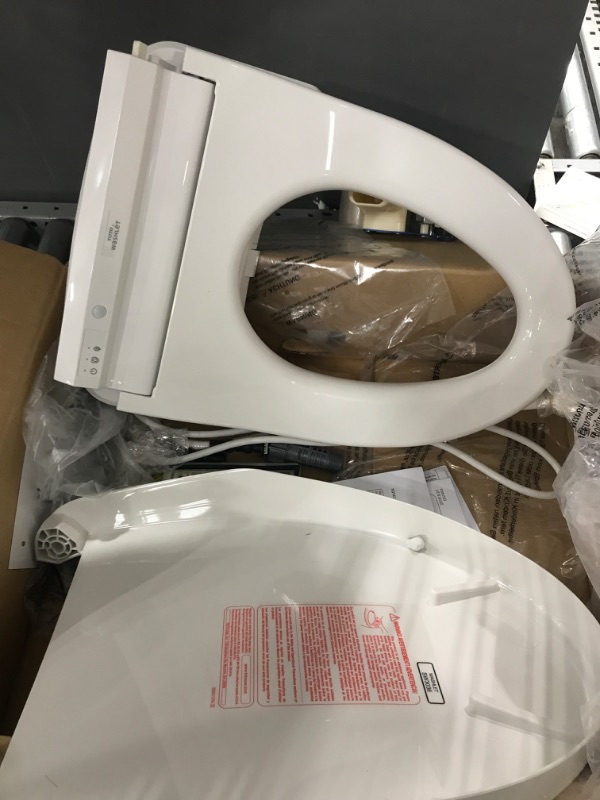 Photo 2 of * DAMAGED LID * TOTO SW3036#01 K300 Electronic Bidet Toilet Cleansing, Instantaneous Water, PREMIST, Deodorizer, Warm Air Dryer, and Heated Seat, Elongated, Cotton White Cotton White Self-Cleaning Wand Toilet Seat