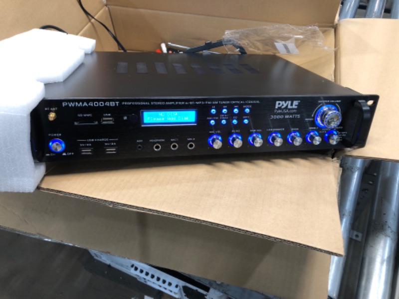 Photo 2 of Pyle PWMA4004BT - Hybrid Amplifier Receiver - Pro Audio Multi-Channel Stereo Pre-Amplifier System with (2) UHF Microphones & Digital Optical/Coax