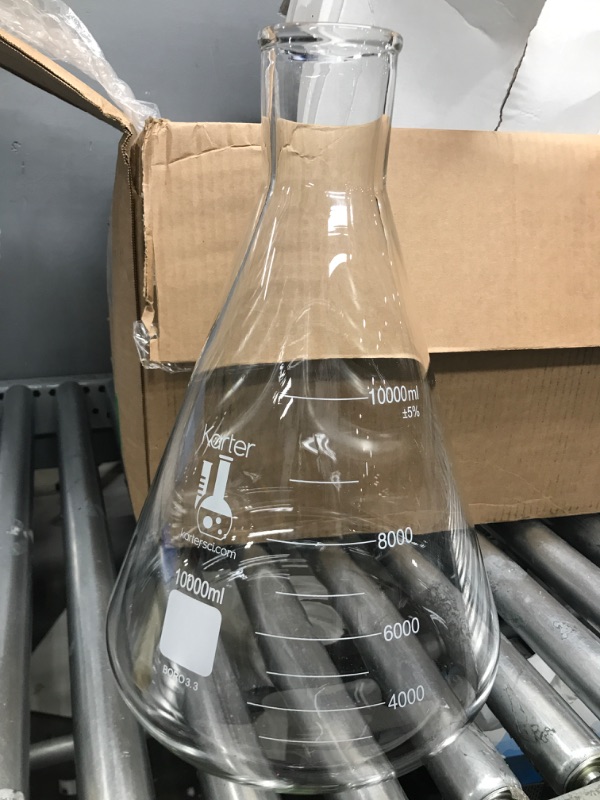 Photo 2 of 10000ml Narrow Mouth Erlenmeyer Flask, 3.3 Borosilicate Glass, Karter Scientific (Single)