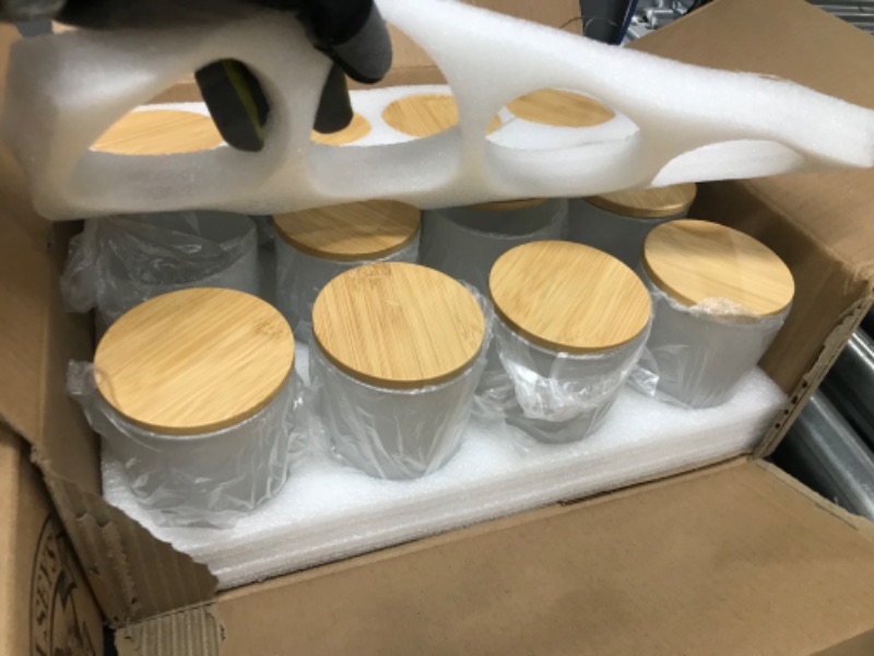 Photo 1 of 12 Pack Glass Candle Jars for Making Candles, 10 OZ Empty Candle Tins with Bamboo Lids, Bulk Clean Candle Containers Wholesale Candle Glass - Frosted