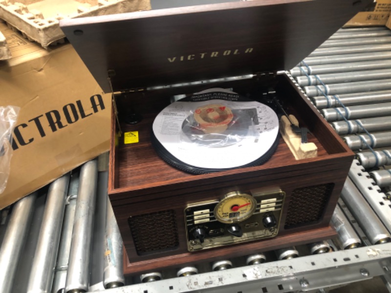 Photo 4 of Victrola Nostalgic 6-in-1 Bluetooth Record Player & Multimedia Center with Built-in Speakers - 3-Speed Turntable, CD & Cassette Player, AM/FM Radio | Wireless Music Streaming | Espresso Espresso Entertainment Center