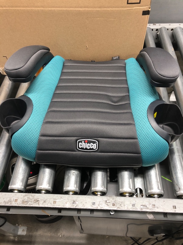 Photo 2 of Chicco GoFit Plus Backless Booster Car Seat with Quick-Release Latch, Travel Booster Seat for Car, Portable Car Booster Seat for Children 40-110 lbs. | Stream/Blue
