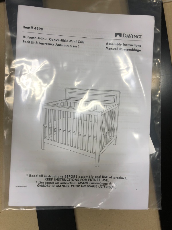 Photo 3 of DaVinci Autumn 4-in-1 Convertible Mini Crib in Slate, Greenguard Gold Certified Slate Crib