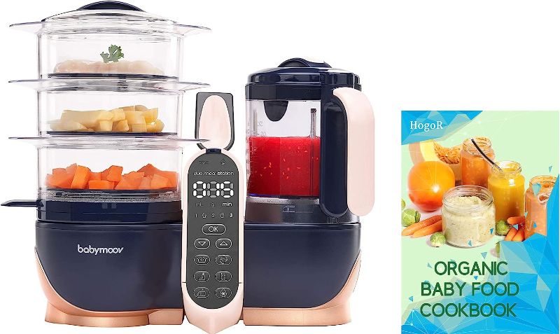 Photo 1 of BabyMoov Duo Meal Station, 6 in 1 Touchscreen Baby Food Steamer Processor, Multi-Speed Blender, Warmer, 500W Capacity Bundled with HogoR Organic Baby Food Maker Cookbook
