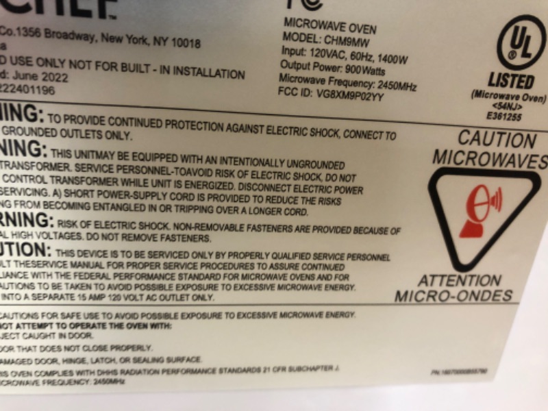 Photo 3 of *** tested- powers on *** COMMERCIAL CHEF Small Microwave 0.9 Cu. Ft. Countertop Microwave with Digital Display, White Microwave & 10 Power Levels, Outstanding Portable Microwave with Convenient Pull Handle Door White 0.9 Cubic Feet Microwave Oven