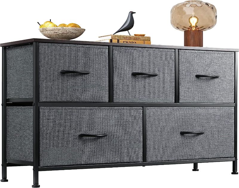 Photo 1 of -INCOMPLETE SET-
WLIVE Fabric Dresser for Bedroom, Chest of Drawers, Bedroom Dresser TV Stand for 32 40 43 inch TV, Wide Dresser with 8 Large Deep Drawers for Living Room, Closet, Dormitory, Dark Grey