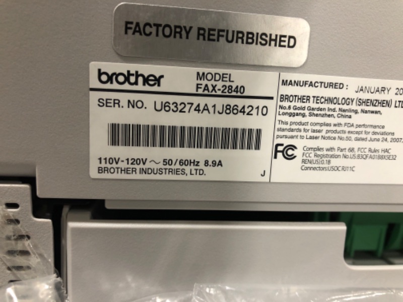 Photo 7 of Brother RFAX2840 High Speed Mono Laser Fax Machine (Renewed Premium) Renewed Model: RFAX2840