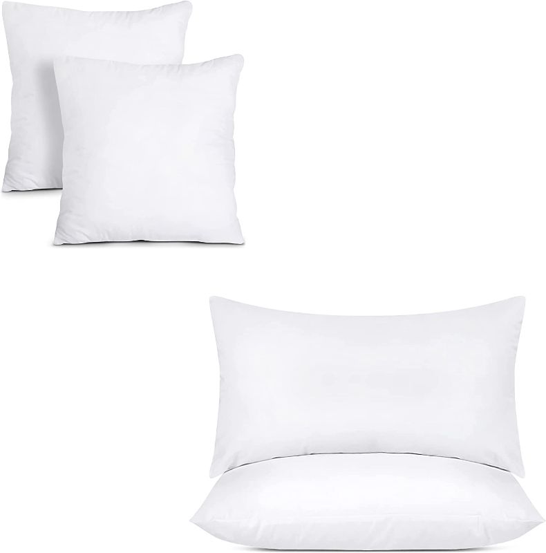 Photo 1 of 
Utopia Bedding Throw Pillows Insert 2PK 16x16 and 2PK 12x20 Inches (White)
