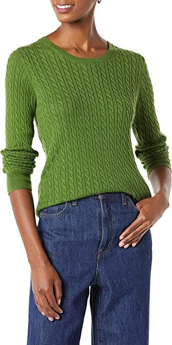 Photo 1 of Amazon Essentials Women's Lightweight Long-Sleeve Cable Crewneck Sweater (Available in Plus Size)
