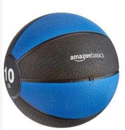 Photo 1 of Amazon Basics Workout Fitness Exercise Weighted Medicine Ball - 10 Pounds, Blue/Black