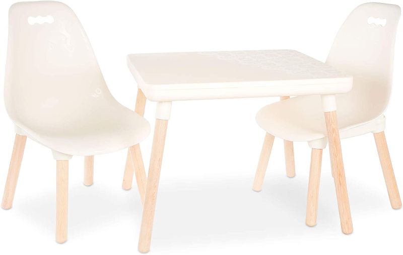 Photo 1 of B. BX1865C1Z Ivory Table & Chair Set
Set of 2 - white kids chairs with wooden legs 