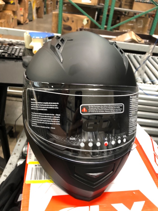 Photo 1 of GLX GX11 Compact Lightweight Full Face Motorcycle Street Bike Helmet with Extra Tinted Visor DOT Approved (Matte Black, Medium) Matte Black Medium