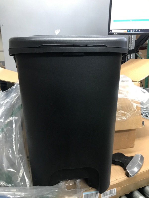 Photo 2 of **FOOT PEDAL BROKEN**
Rubbermaid Classic 13 Gallon Premium Step-On Trash Can with Lid and Stainless-Steel Pedal, Black Waste Bin for Kitchen Black Premium Step-On