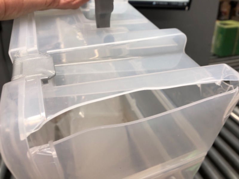 Photo 1 of AB Designs 6990ABD Super Satchel Double Deep with Removable Dividers, Stackable Home Storage Organization Container, Clear with Sliver Latches and Handle Clear Double Deep