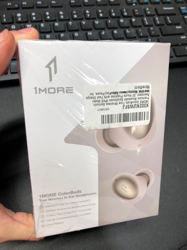 Photo 2 of 1MORE Colorbuds Wireless Earbuds Bluetooth 5.0 Headphone with Fast Charging, 22H?USB C, IPX5 Waterproof Stereo in-Ear Earphones CVC8.0 Build-in Dual Mic ENC Auto Play/Pause for Work Home Office Sport Gold 4.06 x 2.17 x 5.63 inche