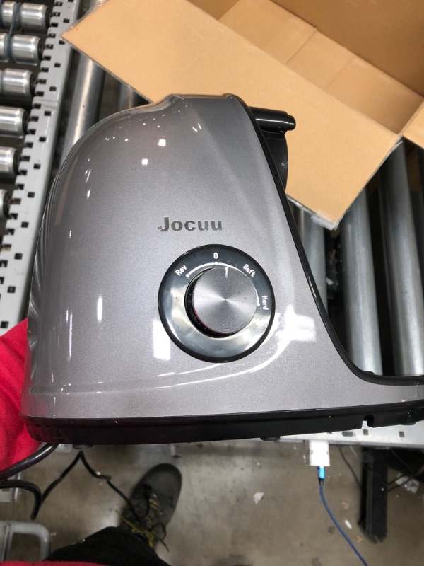Photo 1 of Jocuu Slow Masticating Juicer with 2-Speed Modes - Cold Press Juicer Machine - Quiet Motor & Reverse Function - Easy to Clean Juicer Extractor - Juice Recipes for Fruits & Vegetables (Grey) Gray