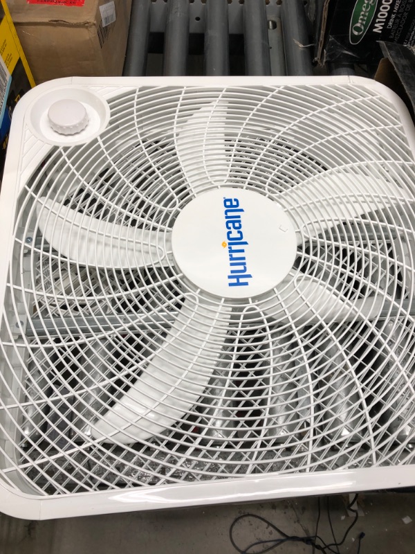 Photo 2 of *** NOT FUNCTIONAL **** Hurricane Box Fan - 20 Inch, Classic Series, Floor Fan with 3 Energy Efficient Speed Settings, Compact Design, Lightweight - ETL Listed, White Box Fan 20"