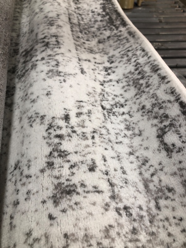 Photo 1 of Abstract Power-Loomed Ivory & Dark Gray Area Rug 