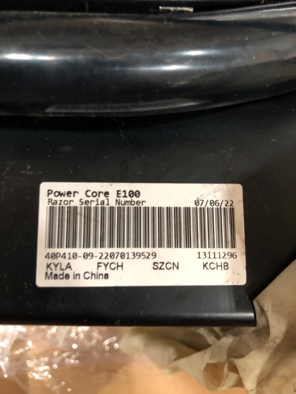 Photo 3 of **MISSING SCREWS FOR CONNECT TOP AND BOTTOM**
Razor Power Core E100 Electric Scooter - 100w Hub Motor, 8" Air-filled Tire, Up to 11 mph and 60 min