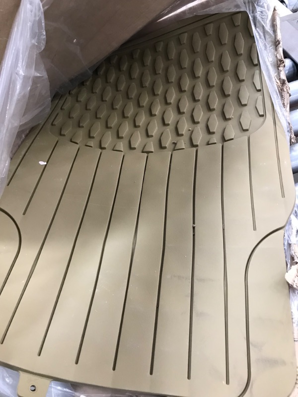 Photo 2 of Mats are Tan not Black*********Automotive Floor Mats Tan Climaproof for All Weather Protection Universal Fit Trim to Fit for Most Cars, SUVs, and Trucks, 3 Row 4pc Full Set FH Group F11307