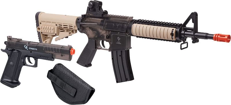 Photo 1 of **PARTS ONLY**PISTOL DOES NOT WORK**Game Face GFR37PKTS Warrior Protection Spring-Powered Airsoft Rifle And Pistol Kit, Earth/Smoke
