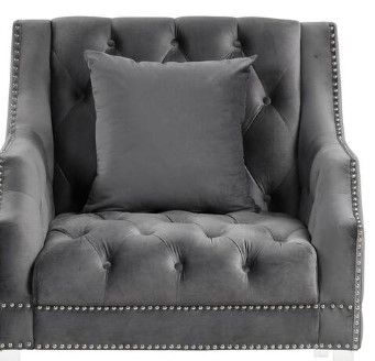 Photo 1 of 3-Pieces Top in Gray Living Room Sofa Set Fabric Dutch Velvet, Chair, Loveseat, Sofa