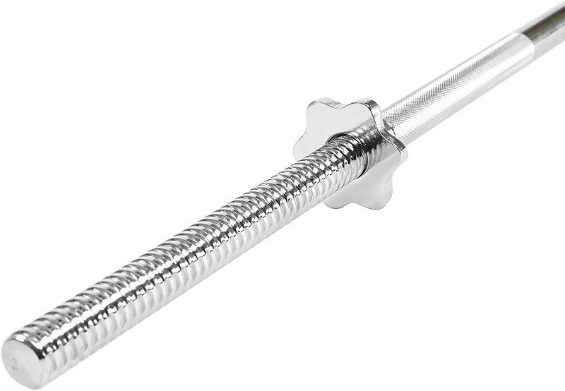 Photo 1 of 
Sunny Health & Fitness 60 Inch Threaded Chrome Barbell Bar, 1 Inch Barbell Diameter with Ring Collars - STBB-60
