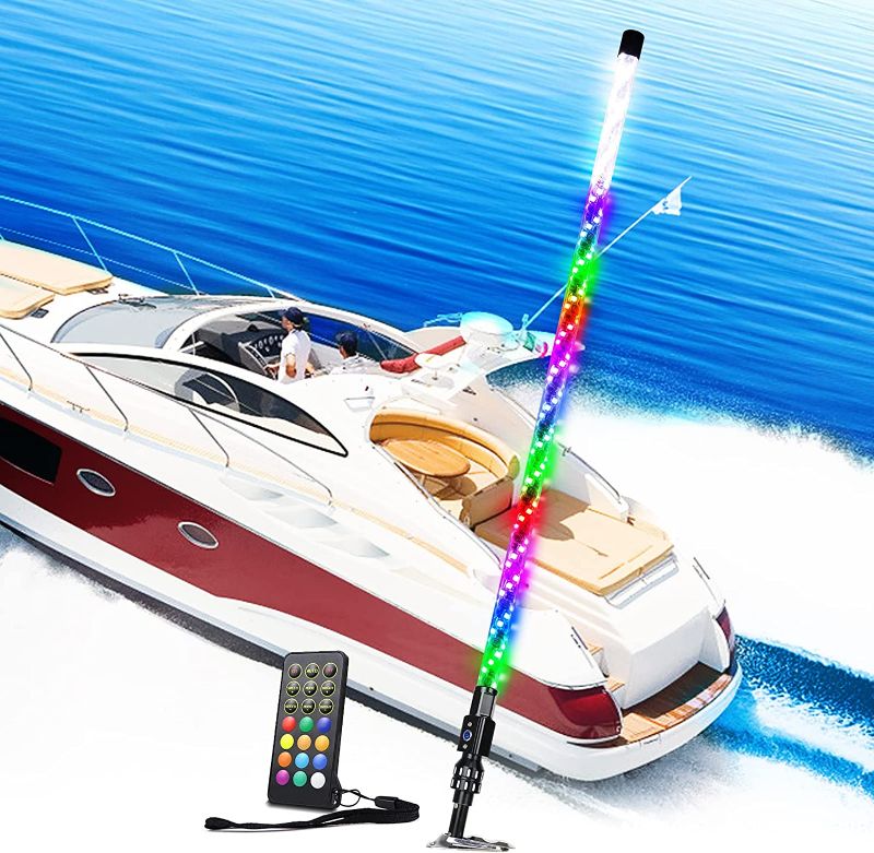 Photo 1 of 
AddSafety 4FT Plug-in Base Boat Whip Light, Navigation Anchor Boat Plug Light RGB Chasing Color Dancing 360°Spiraling Rising Boat Light Bar Fit for fishing